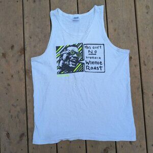 Vintage 80s anvil “This Ain’t No Weenie Roast” White Tank Top Size L USA Made